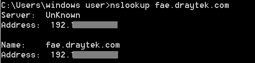 a screenshot of executing nslookup in command prompt